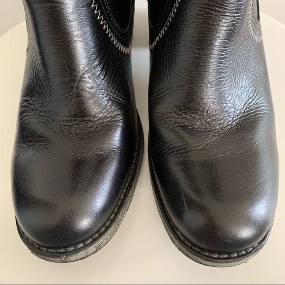 Hush Puppies Rustique West - Black Leather Mid Calf Boots with Heel - Size 8M - Picture 9 of 15